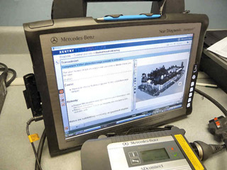 Mercedes Star Diagnostic System in use