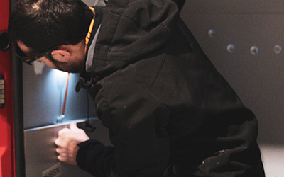 Side internal panel being adjusted into place