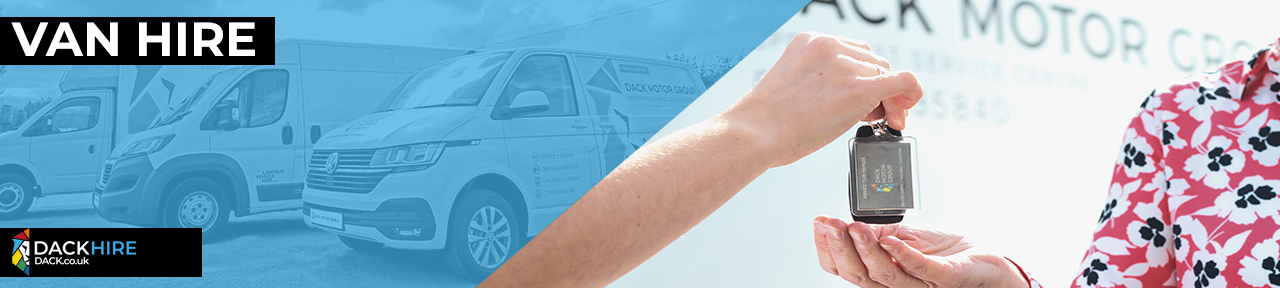 Van Hire Banner with Images of a van and keys being handed over